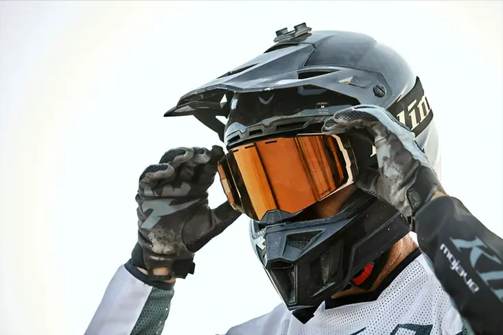 goggle worn by an off road rider