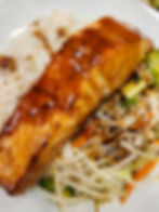 Salmon Teriyaki with Bean Sprouts and Rice