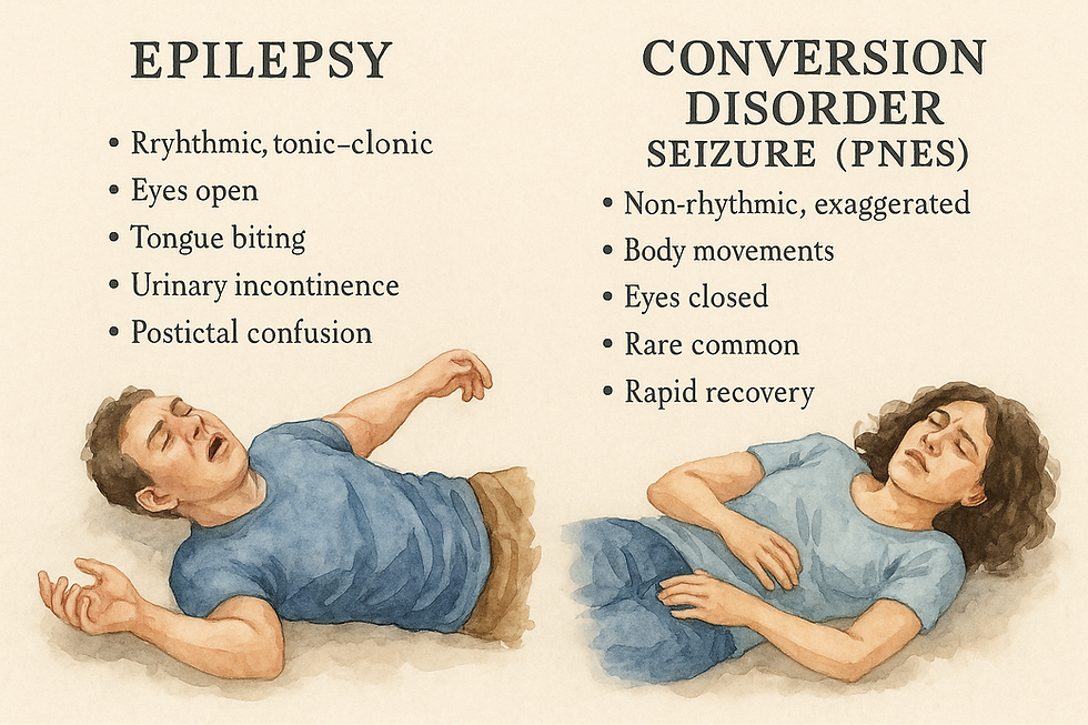 epilepsy neurological vs conversion psychological