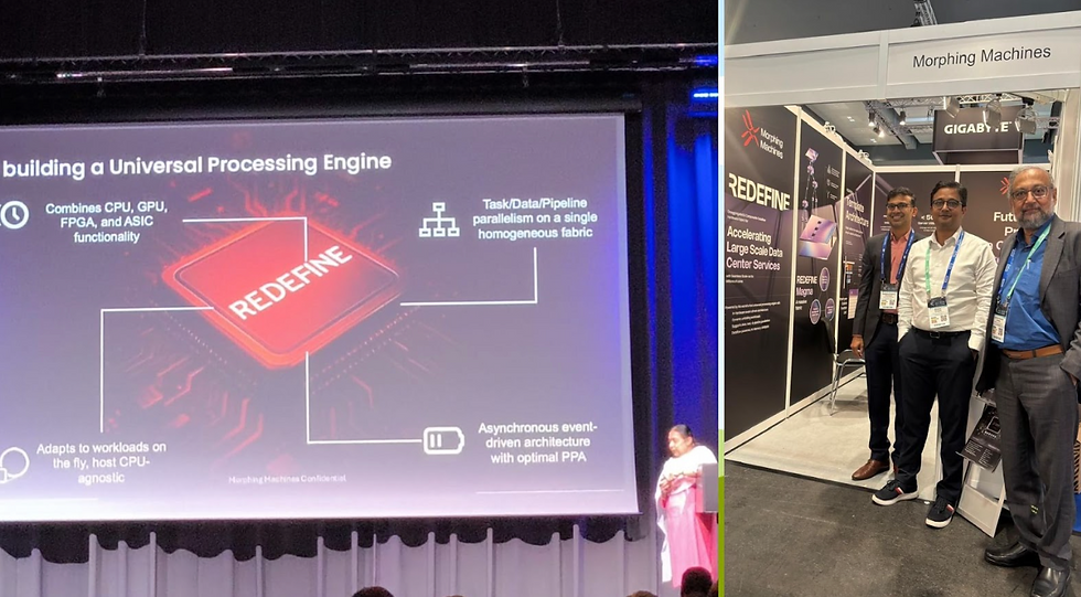 L: Dr. Ranjani (Founder & CTO, Morphing Machines) presenting at the FPL 2025 conference in The Netherlands in September 2025R: Morphing Machines team at ISC High Performance Conference at Hamburg, Germany in June 2025