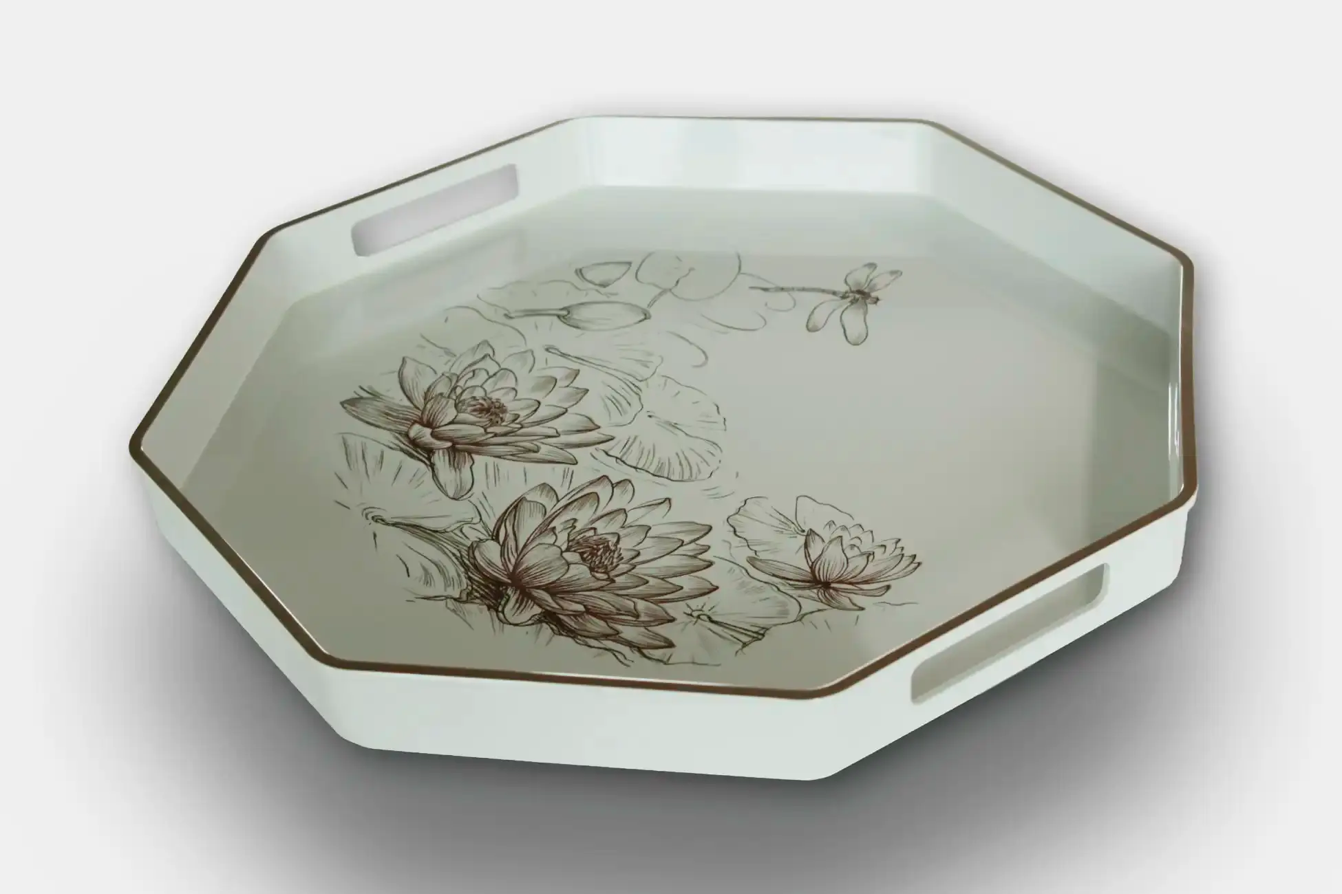 Plateau de service  - nénuphars/libellules