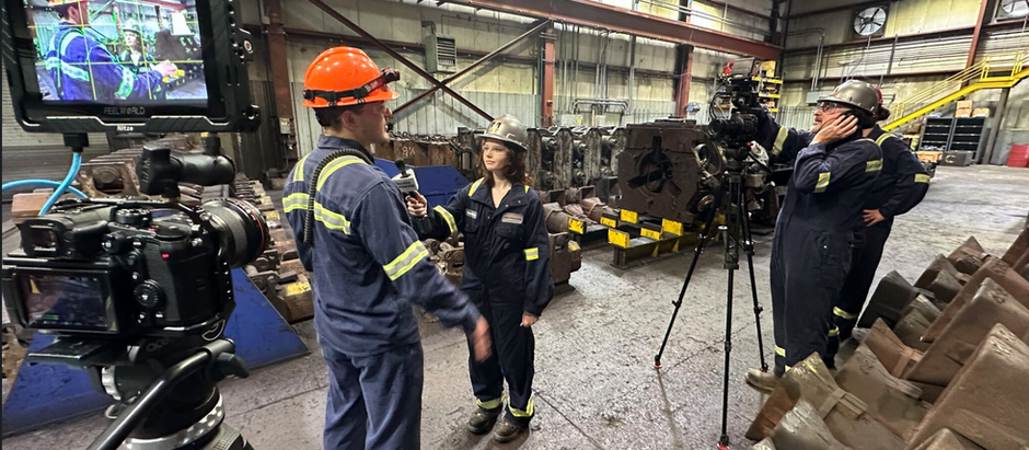 Video production in factory about workforce development