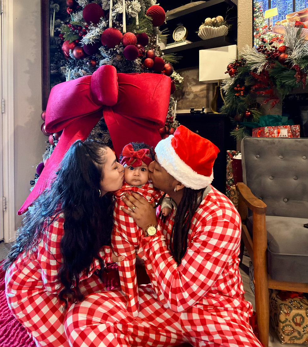 happy family celebrating Christmas eve