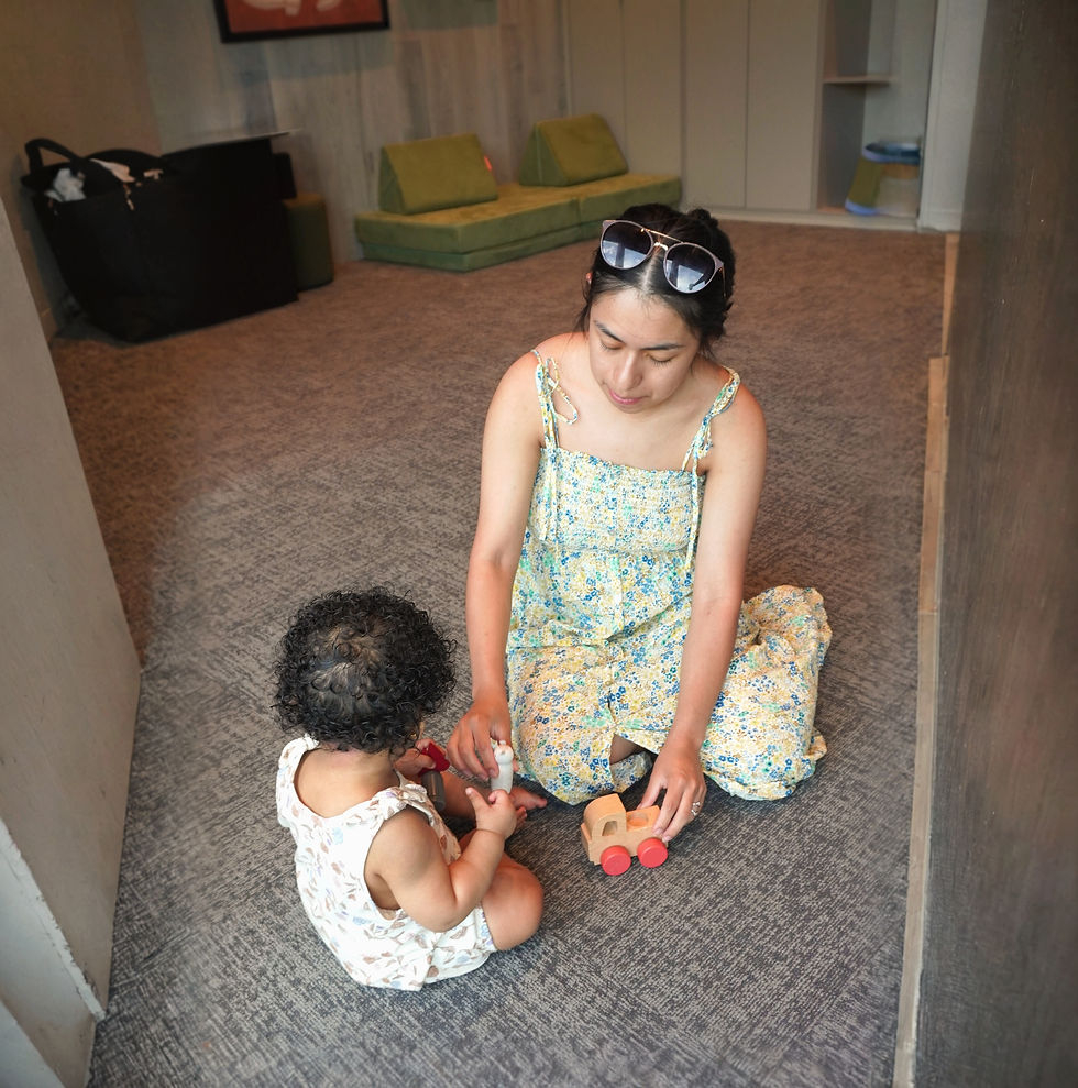 mom and daughter playing