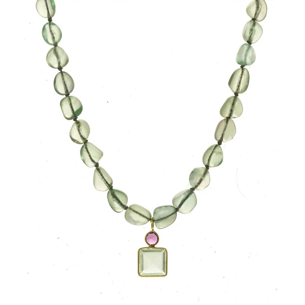 Fluorite Nugget & Quartz Pendant Necklace
