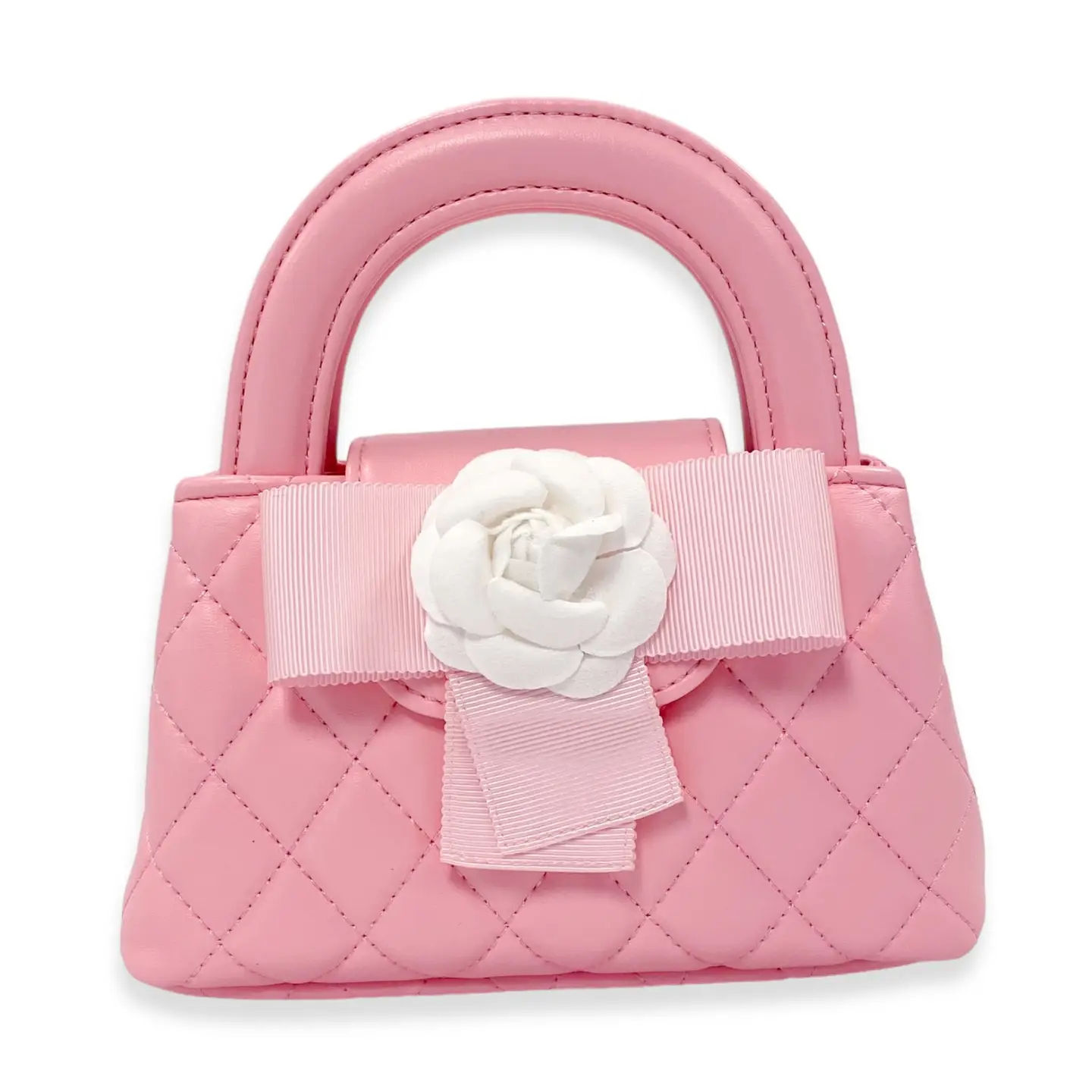 Quilted Flower & Bow Mini Handbag pink