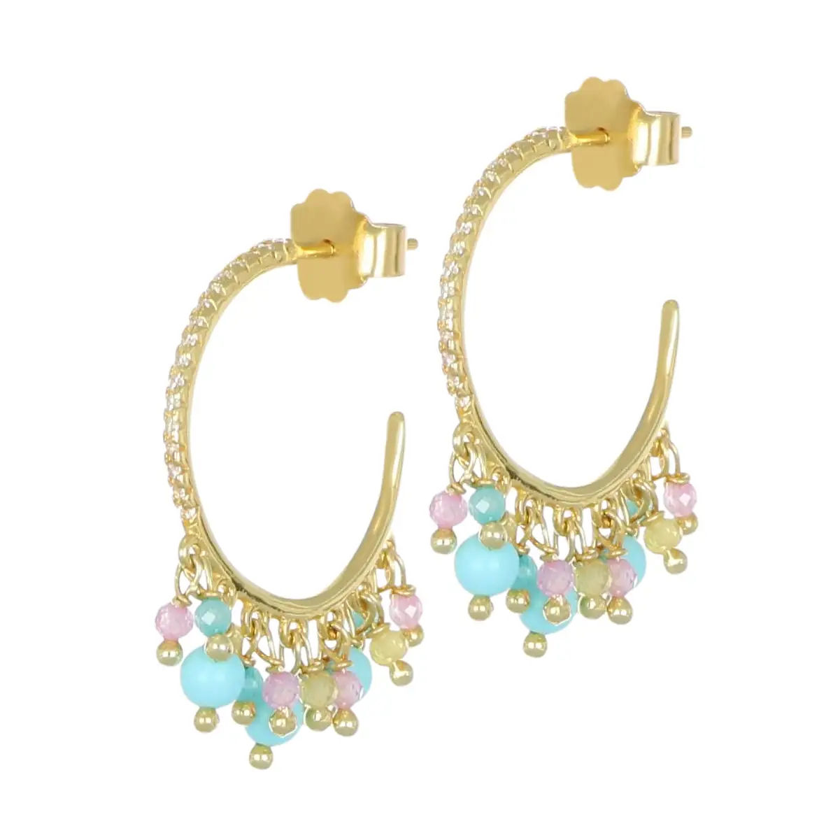 Colorful Gemstone Hoop Earrings