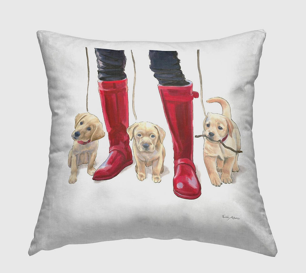 Labrador Puppies Rain Boots Fashion Dogs Throw Pillow