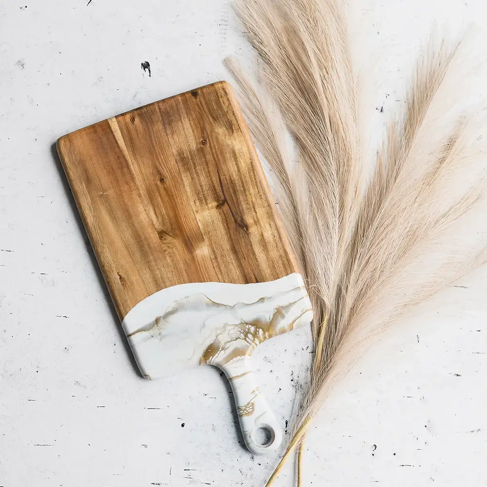 Medium Cheeseboard-Gold/White