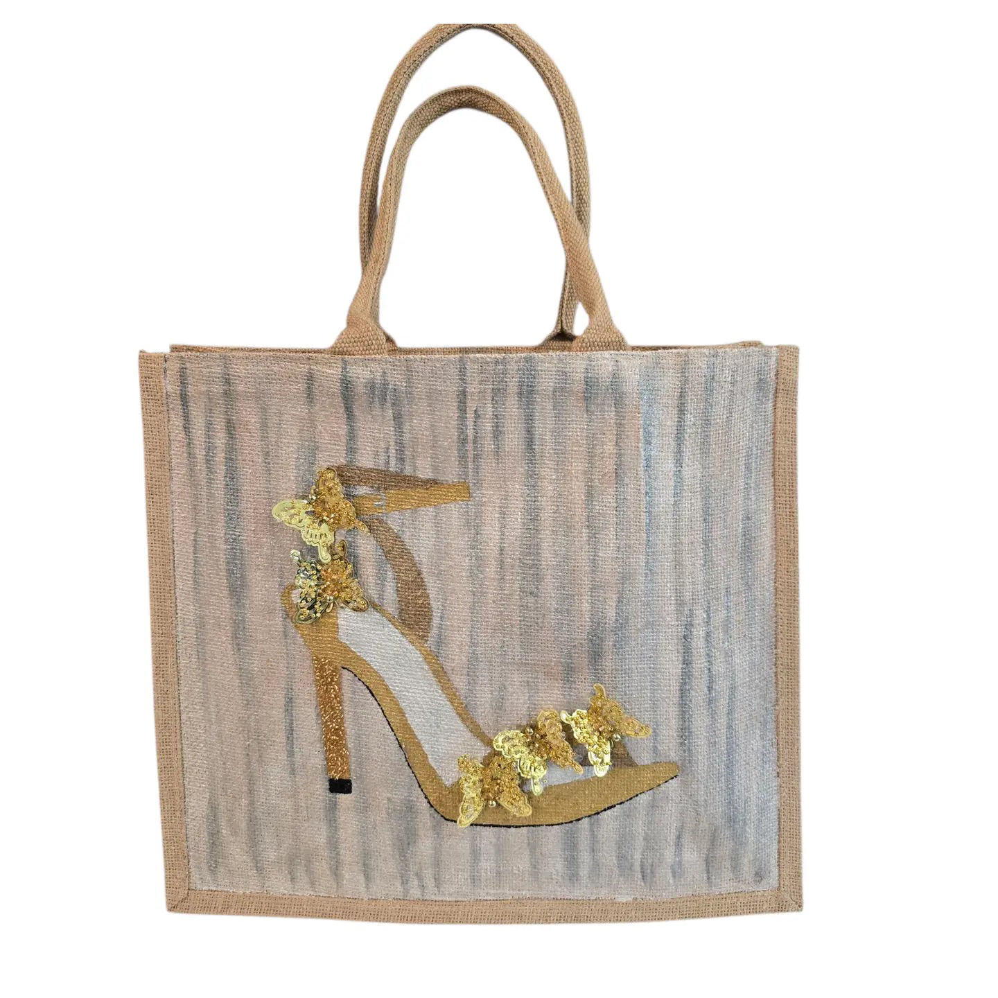 Gold Jeweled Butterfly Heel Tote
