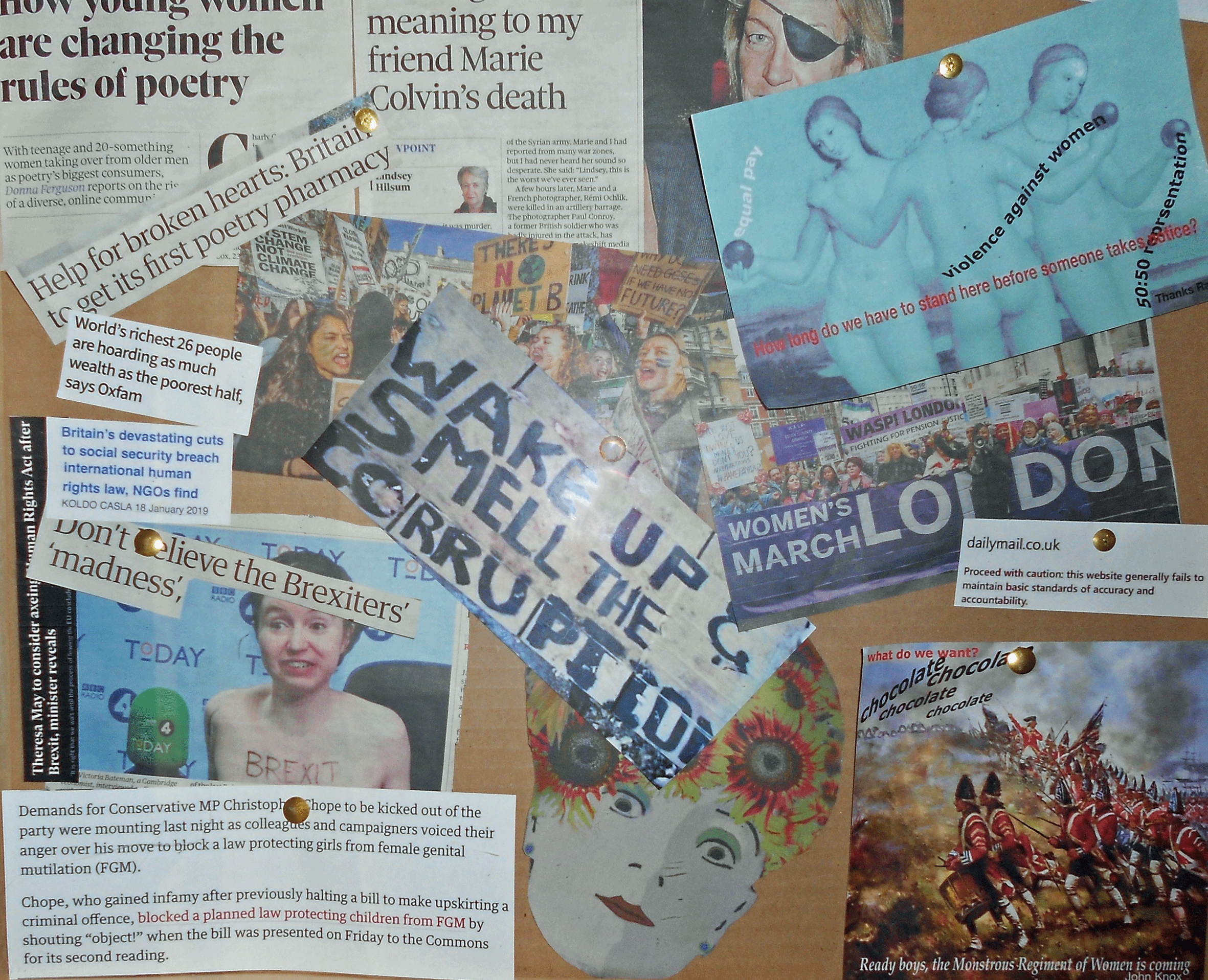 Topical news cuttings and artwork