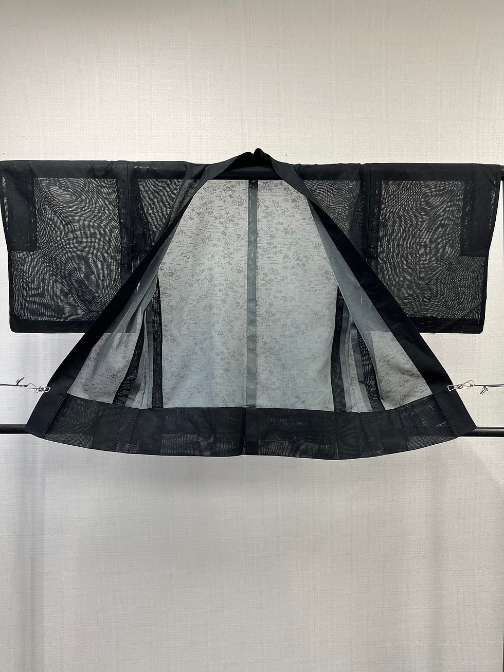 Thumbnail: ◇KWH041 Haori (Japanese jacket) - See-through, lightweight, black, vintage, retro, Japanese clothing