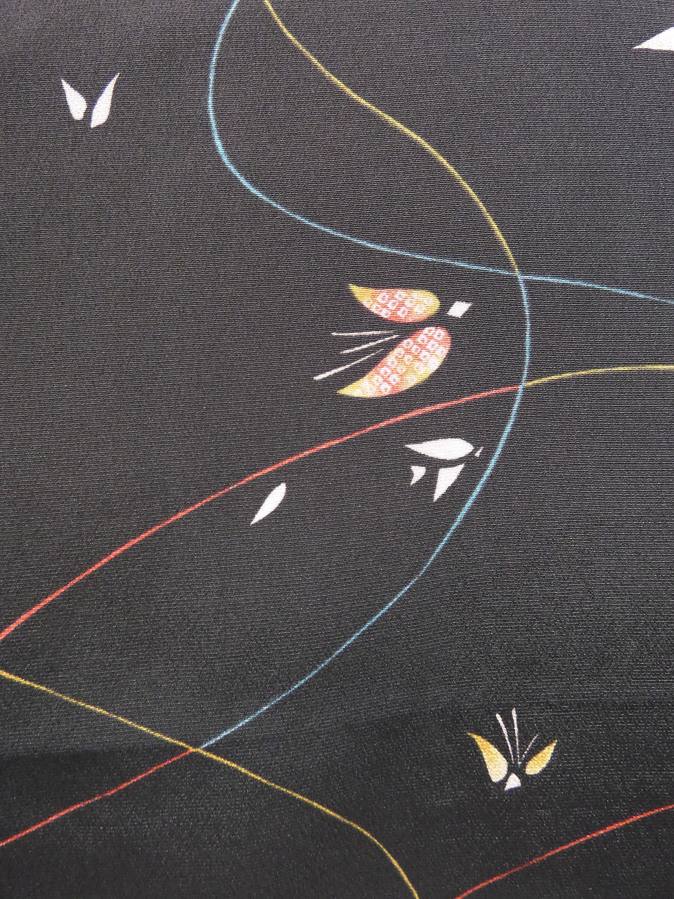Thumbnail: ◇KWH106 Black Haori (kimono jacket) with tie, pure silk, black, vintage, antique.