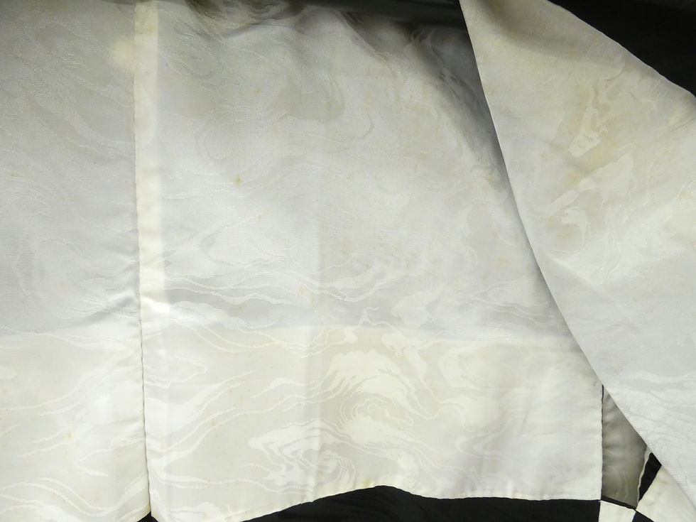 Thumbnail: ◇KWH124 Black Haori (kimono jacket), Pure Silk, Black, Vintage, Antique