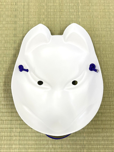 魔よけ　壁掛け　面 KM049 狐 お面 黒 開運 魔除け 招福 縁起物 壁掛け 新品 | Antiques
