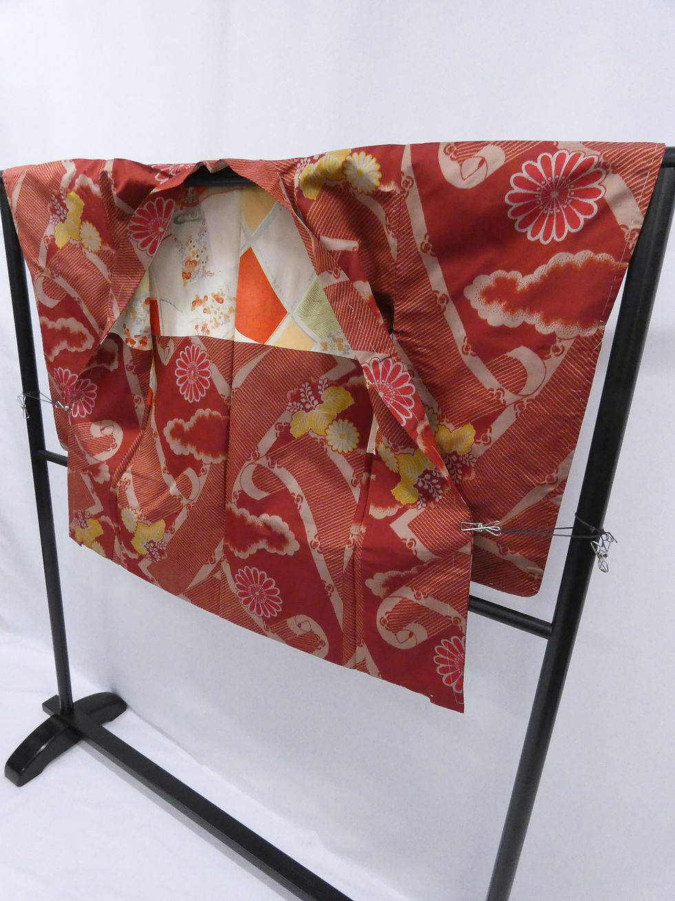 Thumbnail: ◇KWH063 Haori (Japanese jacket), lined, reddish, antique, polyester