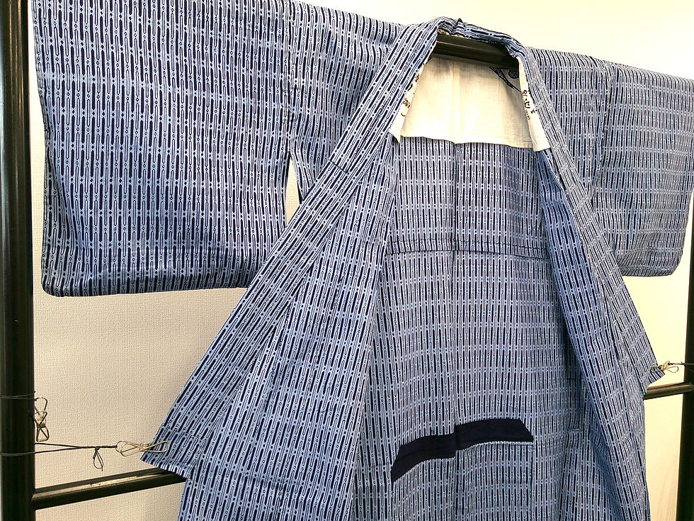 サムネイル： ◇KWY005 女性 浴衣 着物 祭り 花火大会 夕涼 青 和装 和服 中古 古着