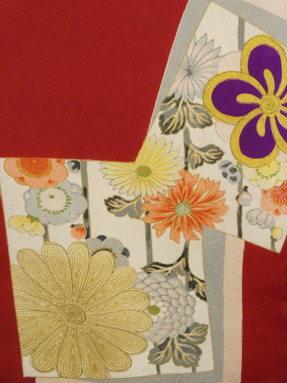 Thumbnail: ◇KWK094 Antique Komon Kimono | Red Polyester, Made in Japan Vintage [One of a Kind]