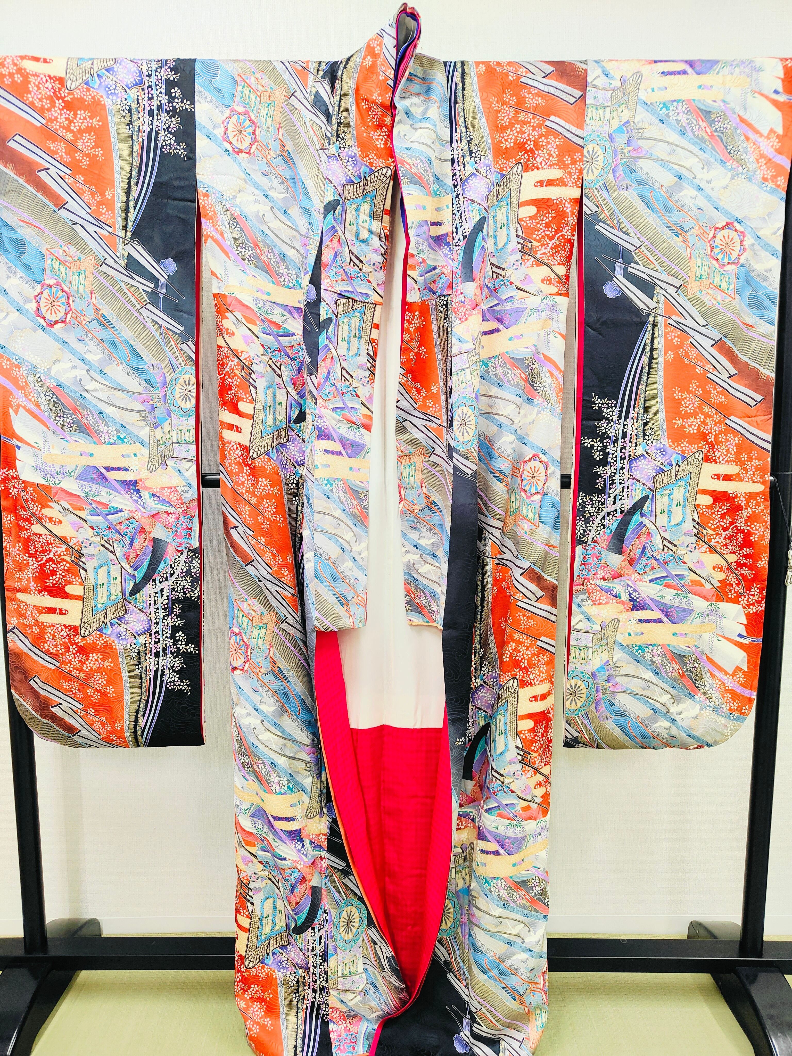 ◇KWF014 ฟุริโซเดะ ผ้าไหมแท้ วินเทจ งานแต่งงาน งานรับปริญญา พิธีบรรลุนิติภาวะ การเยี่ยมศาลเจ้าครั้งแรก