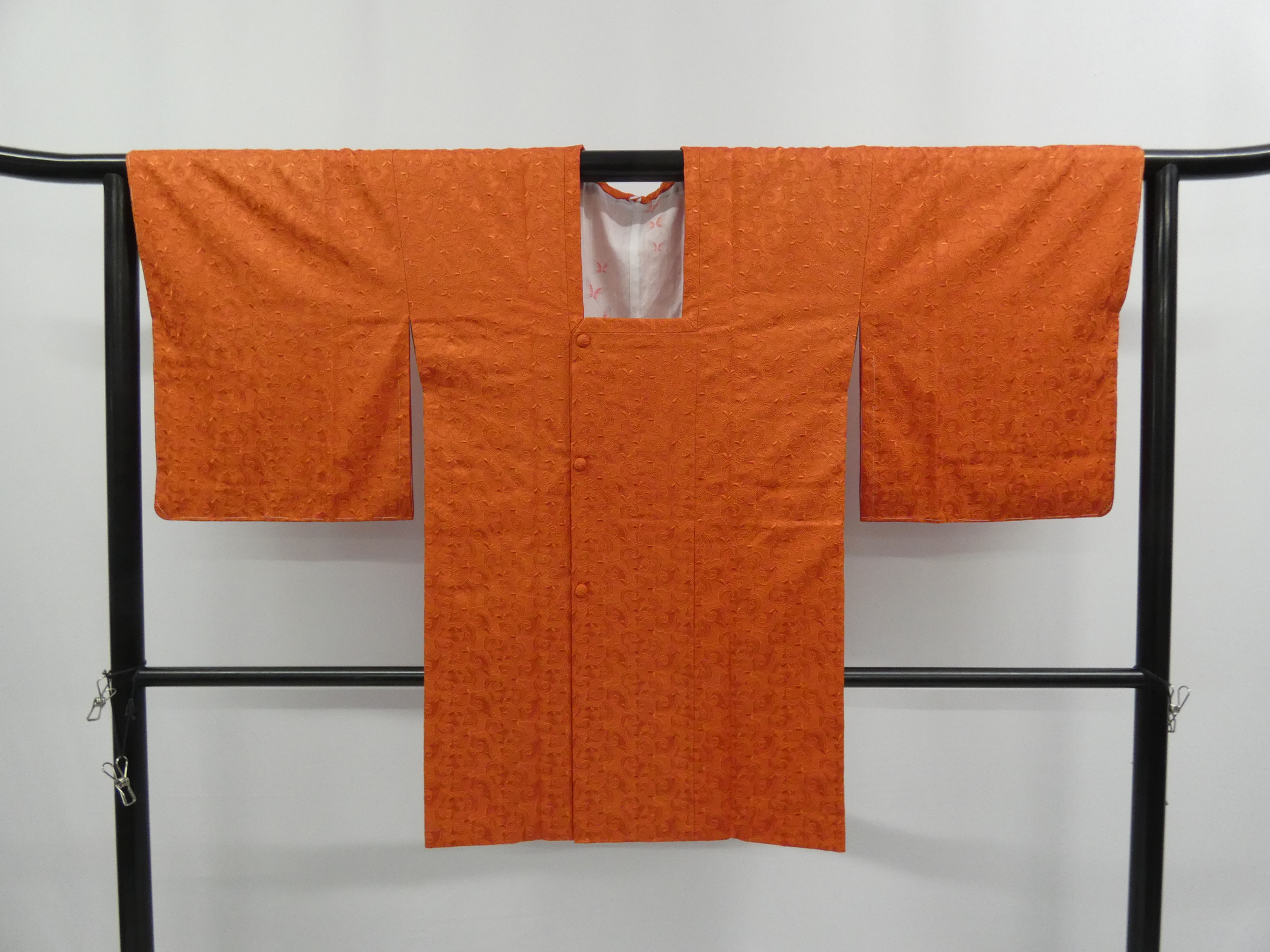 ◇KWH120 羽織 道行 着物コート 橙色 古着 アンティーク 正絹