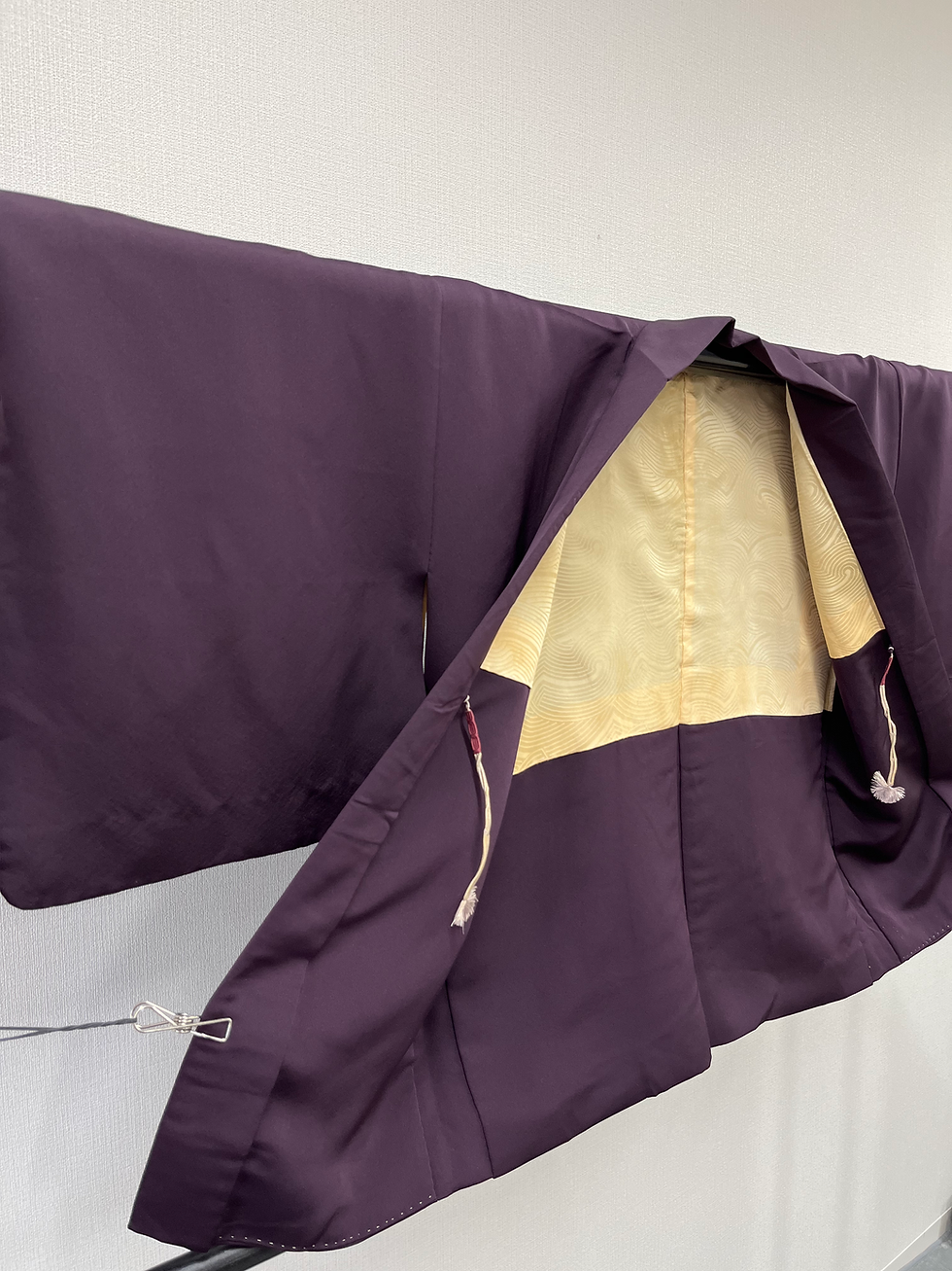 Thumbnail: ◇KWH032 Haori (Japanese jacket), lined, with tie, purple, vintage, retro, Japanese clothing