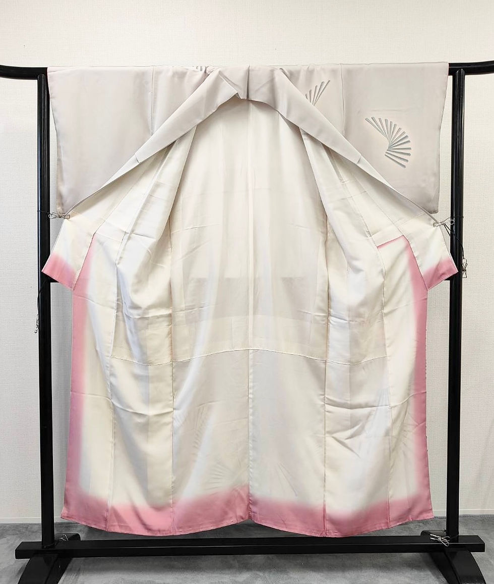 サムネイル： ◇KWK015 着物 袷着物 Kimono グレー系 古着 レトロ 和服