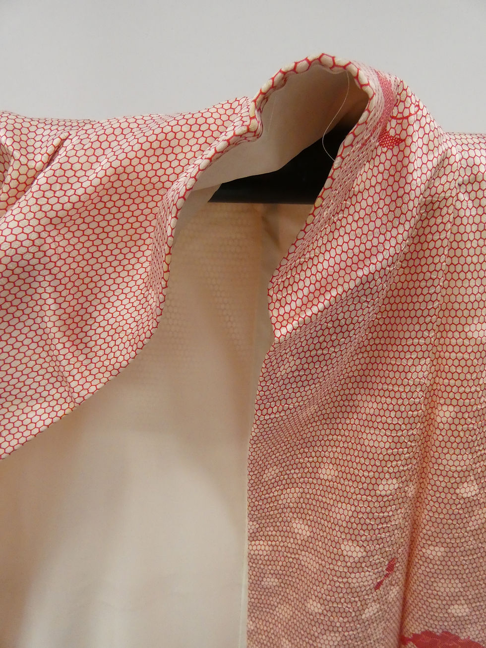 Thumbnail: ◇KWK074 Kimono, Lined Kimono, Komon Pattern, Pink, Antique, Pure Silk