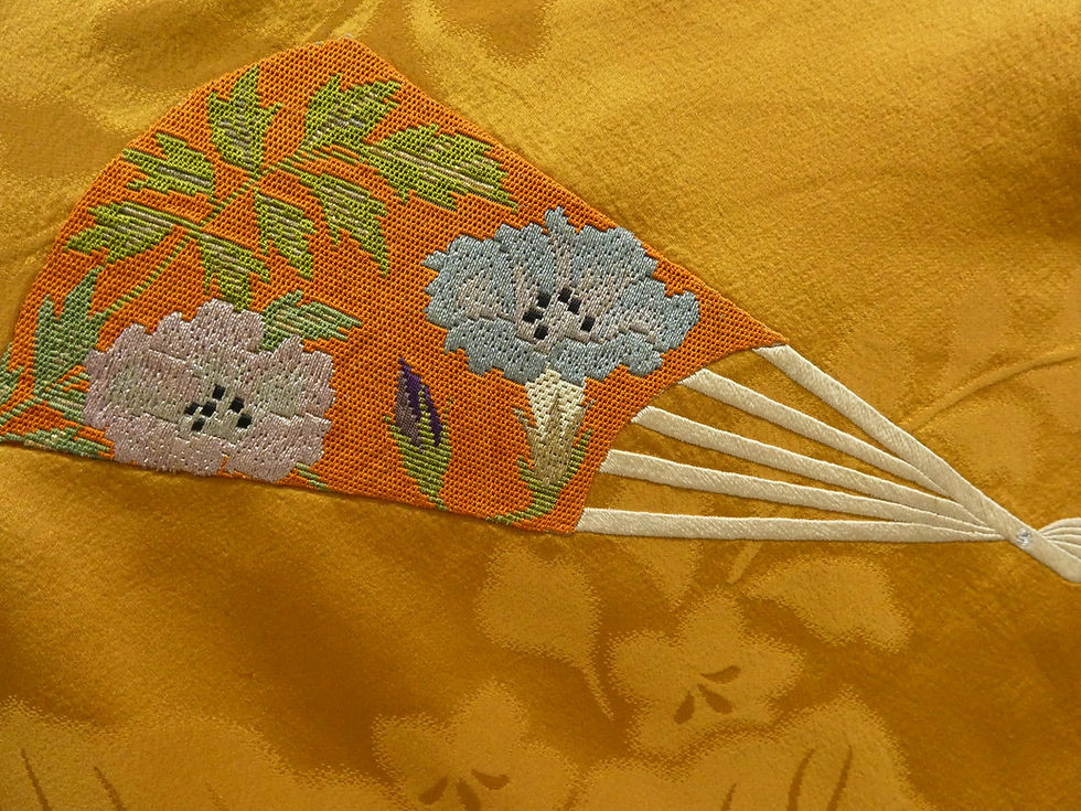 サムネイル： ◇KWK086 橙色アンティーク訪問着｜刺繍入り正絹・日本製ヴィンテージ【一点もの】
