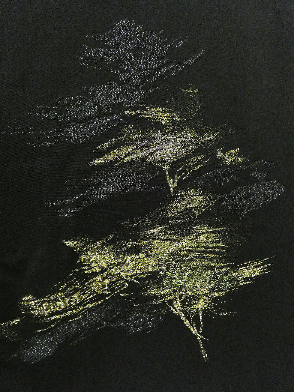 サムネイル： ♢KWH234 アンティーク 羽織 黒地 松柄 金彩 和装ジャケット レディース Japan Vintage Haori