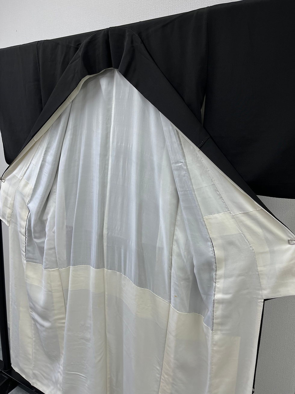 Thumbnail: ◇KWT003 Black formal kimono (kurotome) - vintage Japanese clothing