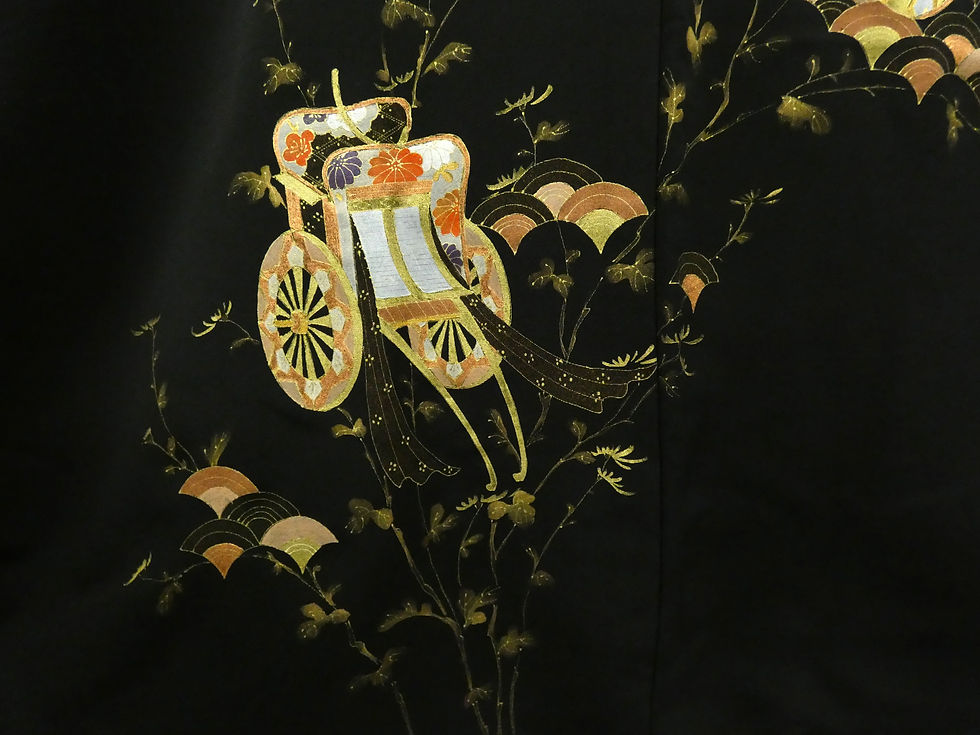 Thumbnail: ◇KWH085 Black Haori (Kimono Jacket), Pure Silk, Lined, Black, Antique