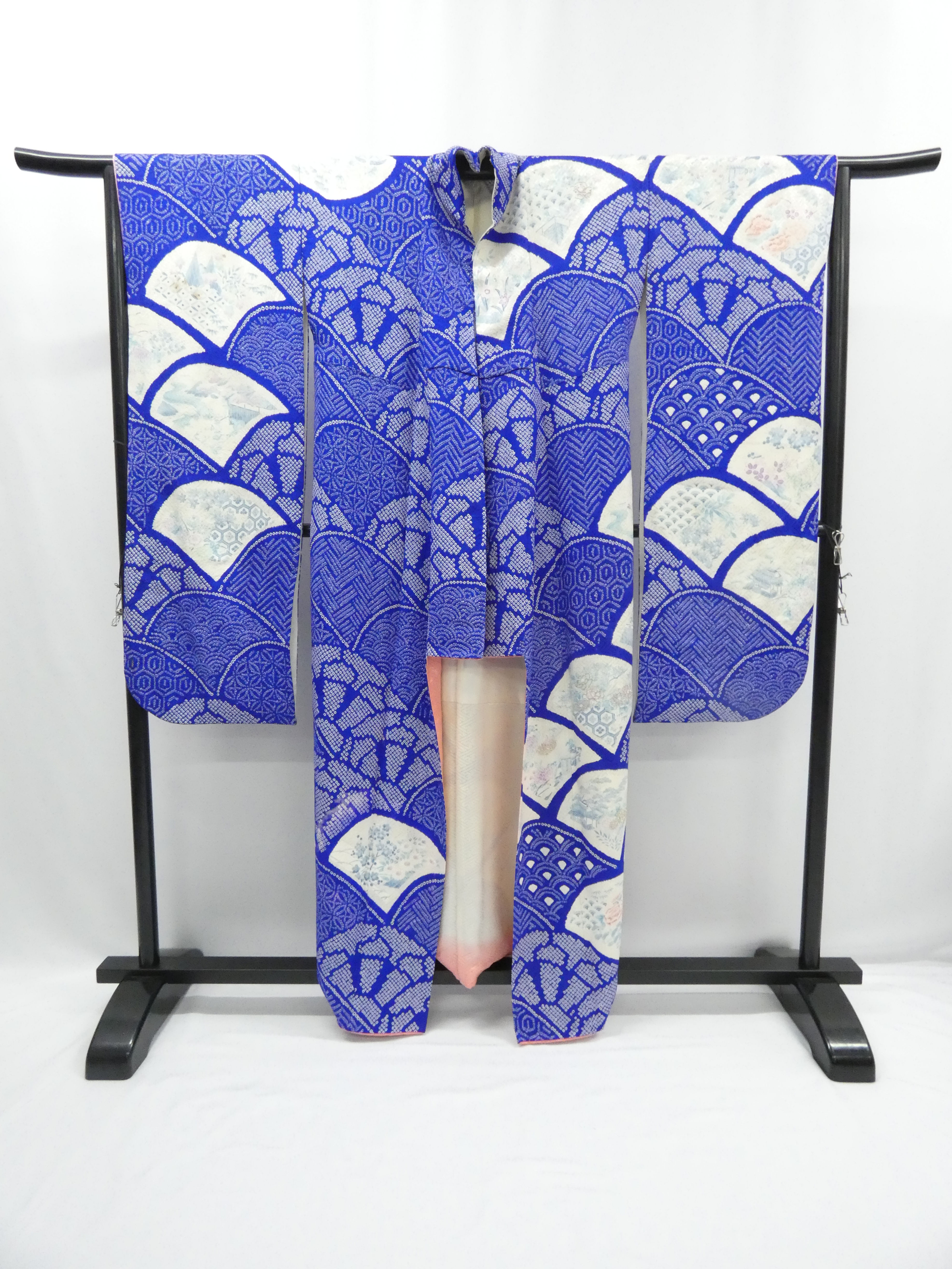 【KWF038】正絹振袖 青色 総絞り｜日本の伝統美が息づく華やかな一着