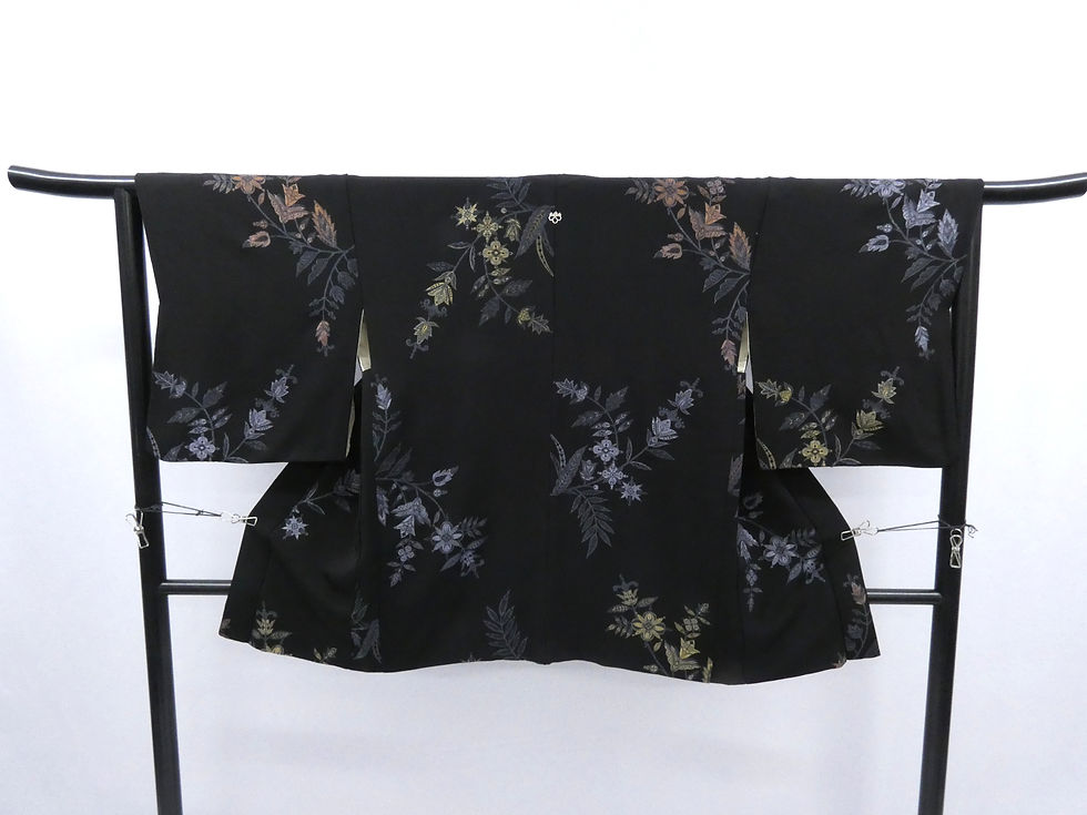 Thumbnail: ◇KWH058 Black Haori (Kimono Jacket), Pure Silk, Lined, Black, Antique