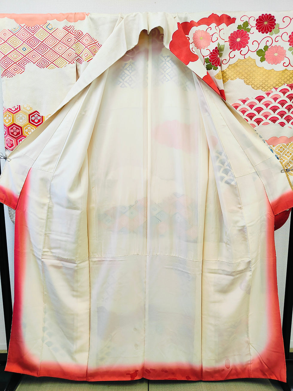 Miniatura: ◇KWF027 Furisode, seda pura, vintage, boda, graduación, ceremonia de mayoría de edad, primera visita al santuario