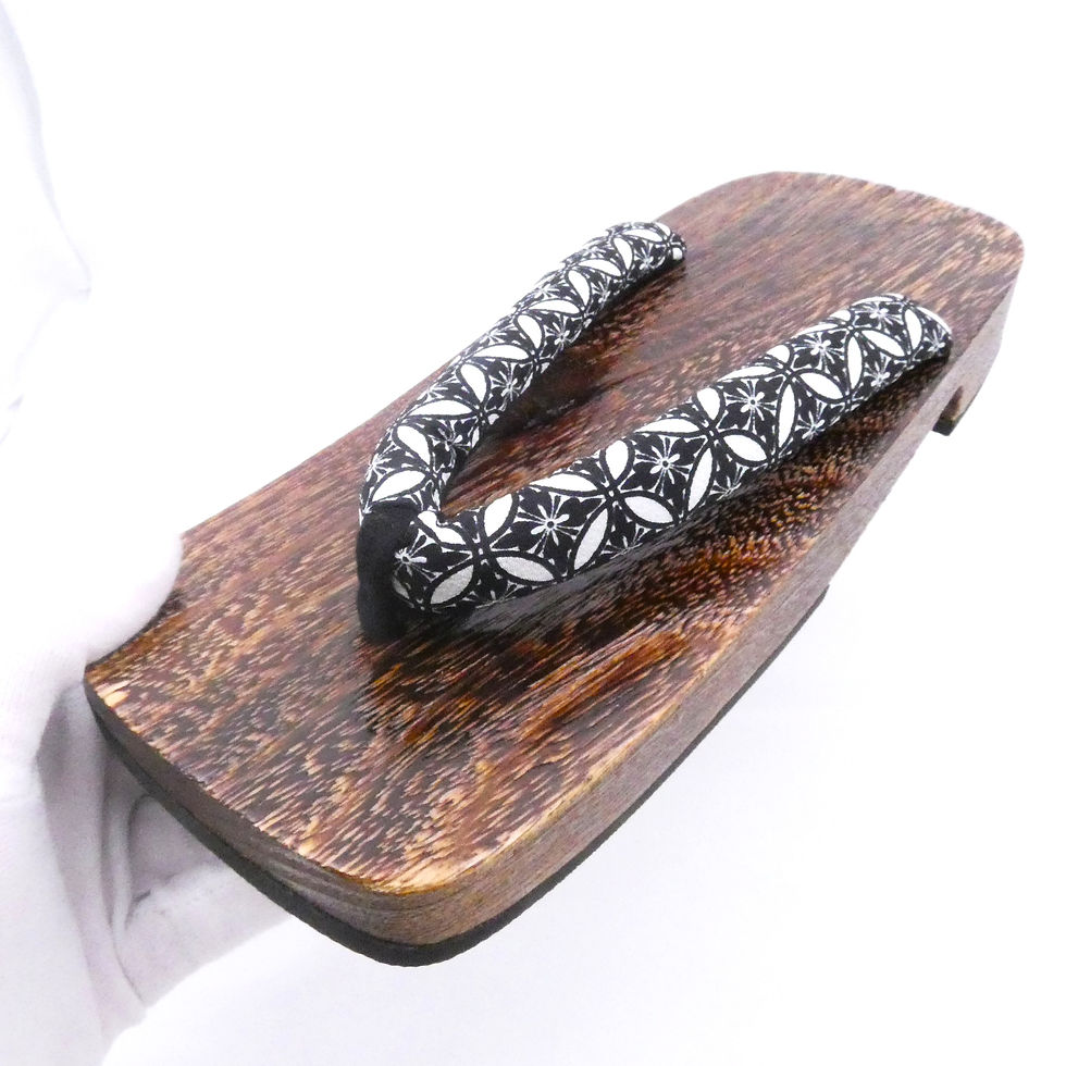 Thumbnail: ♢KMZ007 Men's Geta Sandals Burnt Paulownia Wood Shippou Pattern Thong Japanese-Style Footwear for Yukata or Kimono About 29cm