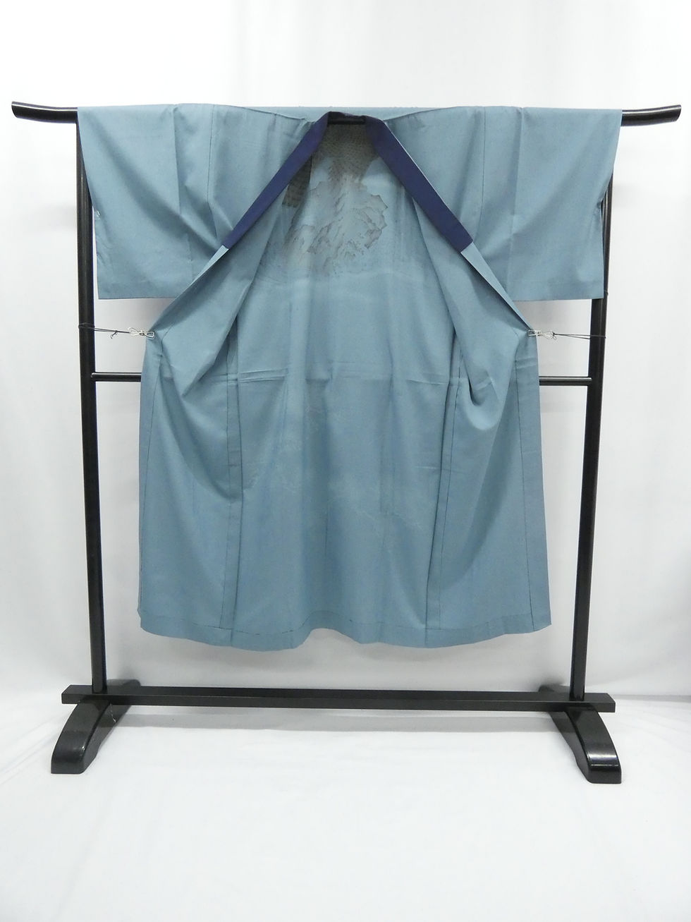 Thumbnail: ♢KMJ018 | Pure Silk Hawk Gold Leaf Juban (Undergarment) Blue Antique | One-of-a-kind Men's Kimono Undergarment