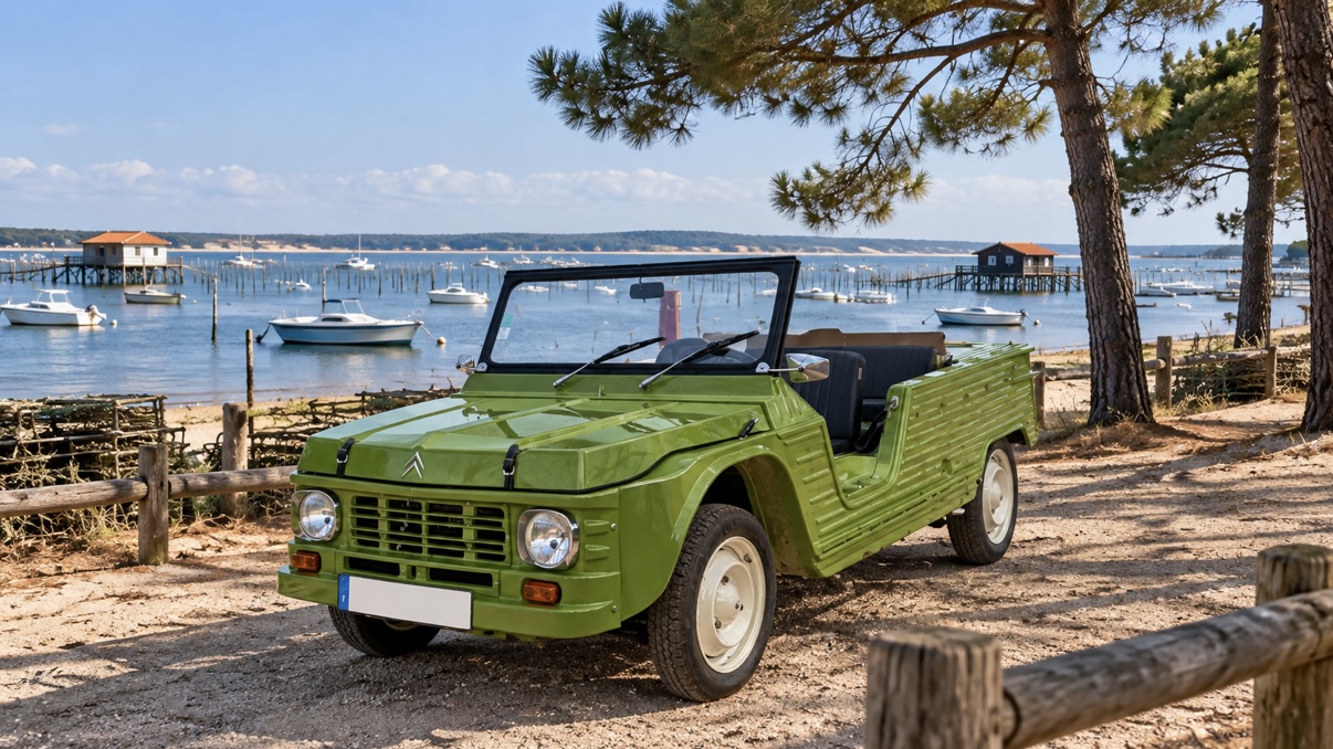 Méhari et voiture de collection au Cap-Ferret