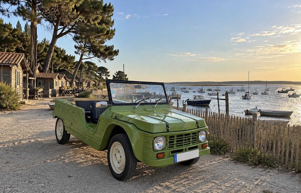 Voiture de collection sur le Bassin d’Arcachon