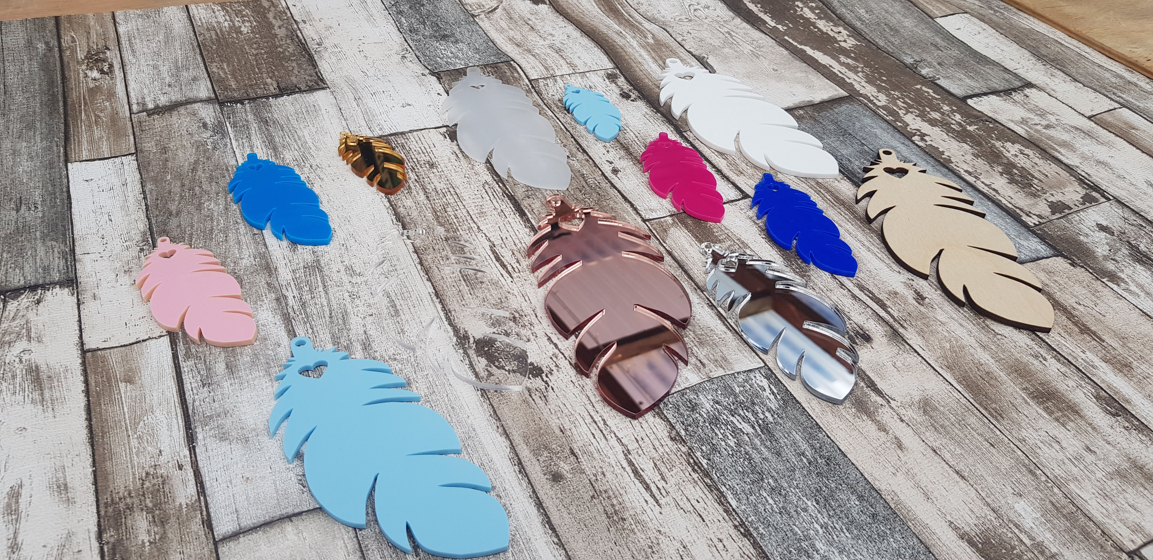 Feather with heart craft blanks lots of size and material options