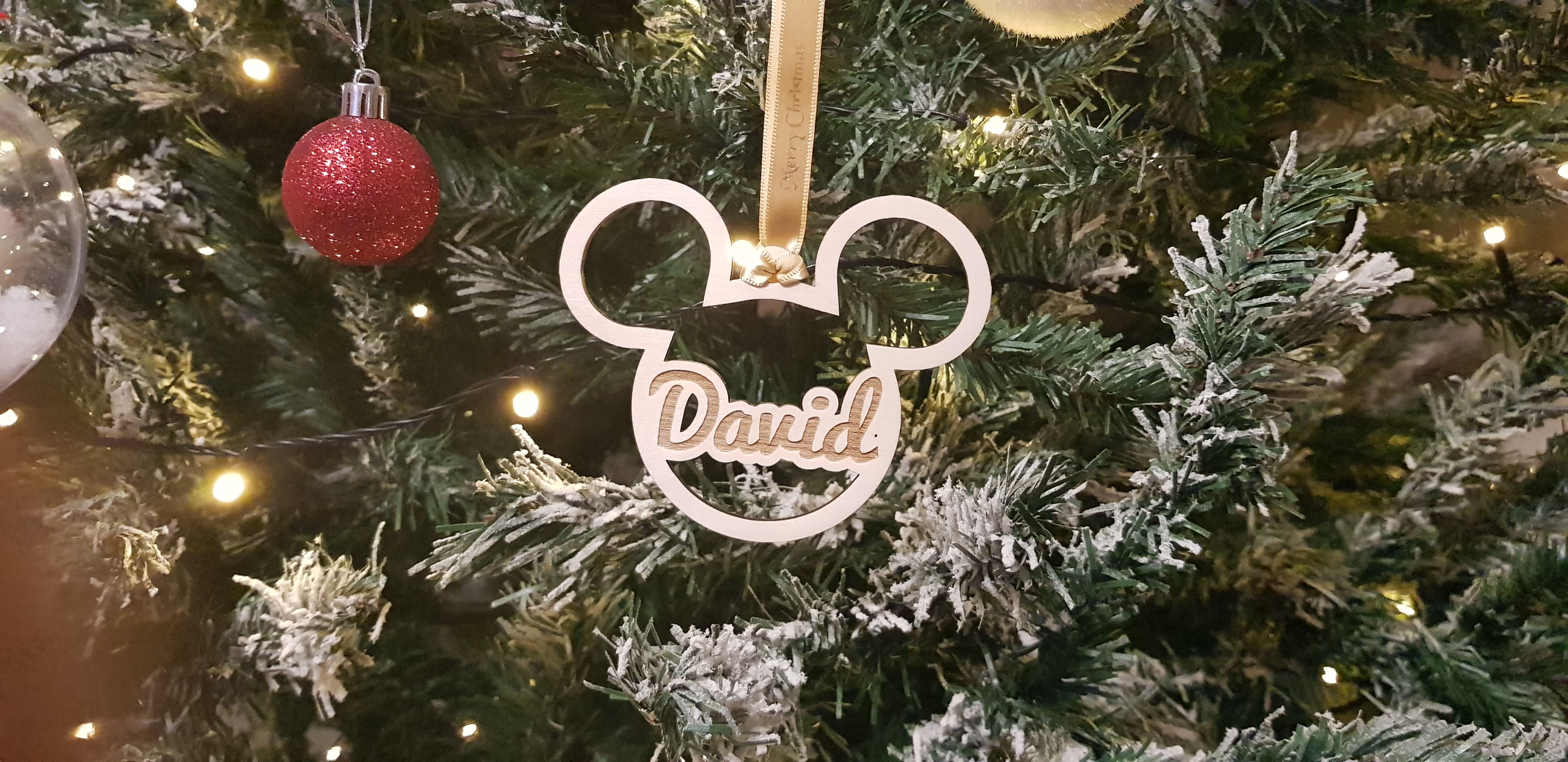 Mouse personalised engraved name tree decoration bauble