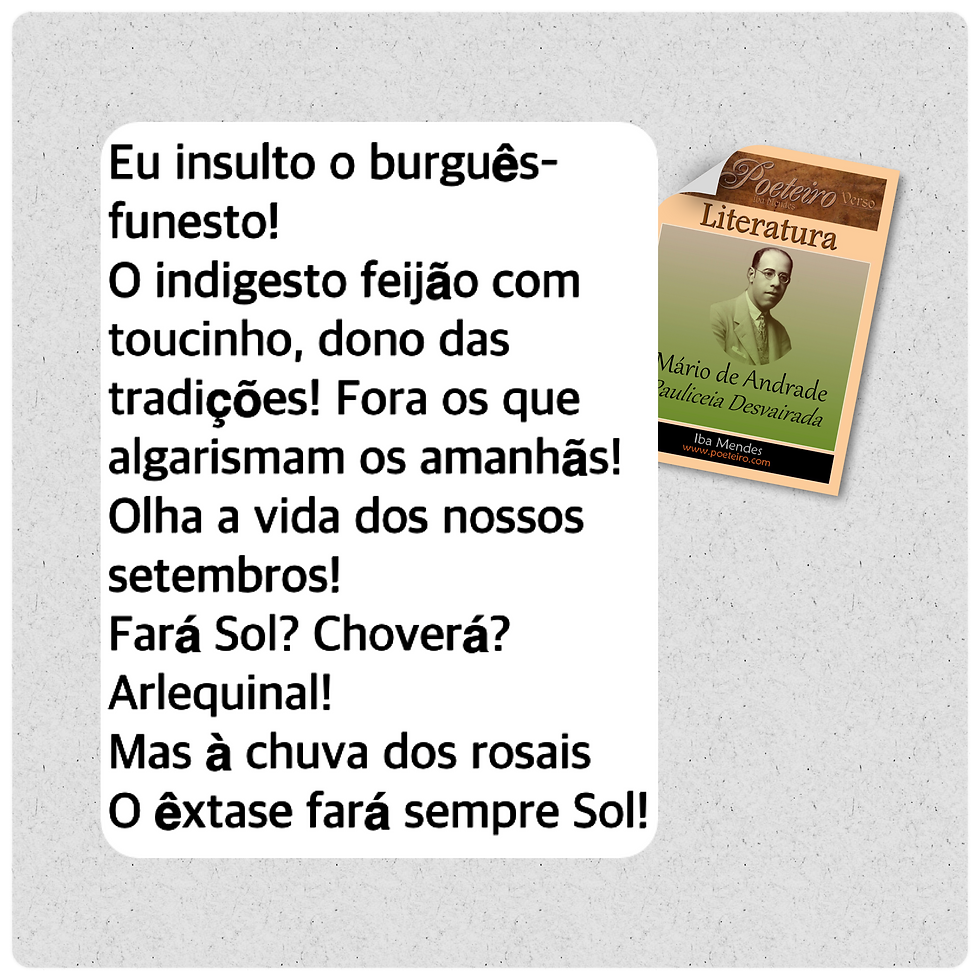 Ode ao Burguês (In Pauliceia Desvairada) Mário de Andrade