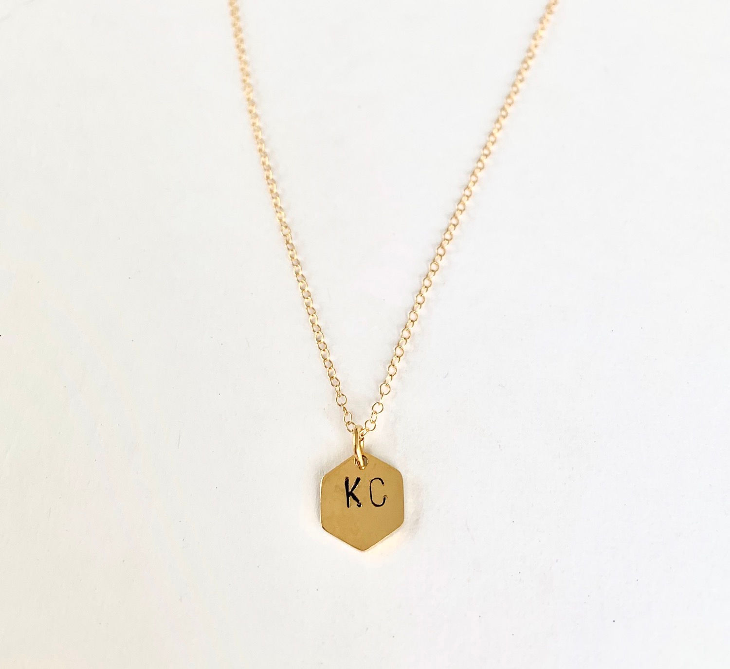 Hexagon Custom Initial Charm Necklace