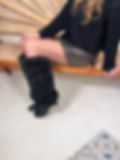 Black fluffy leg warmers for winter