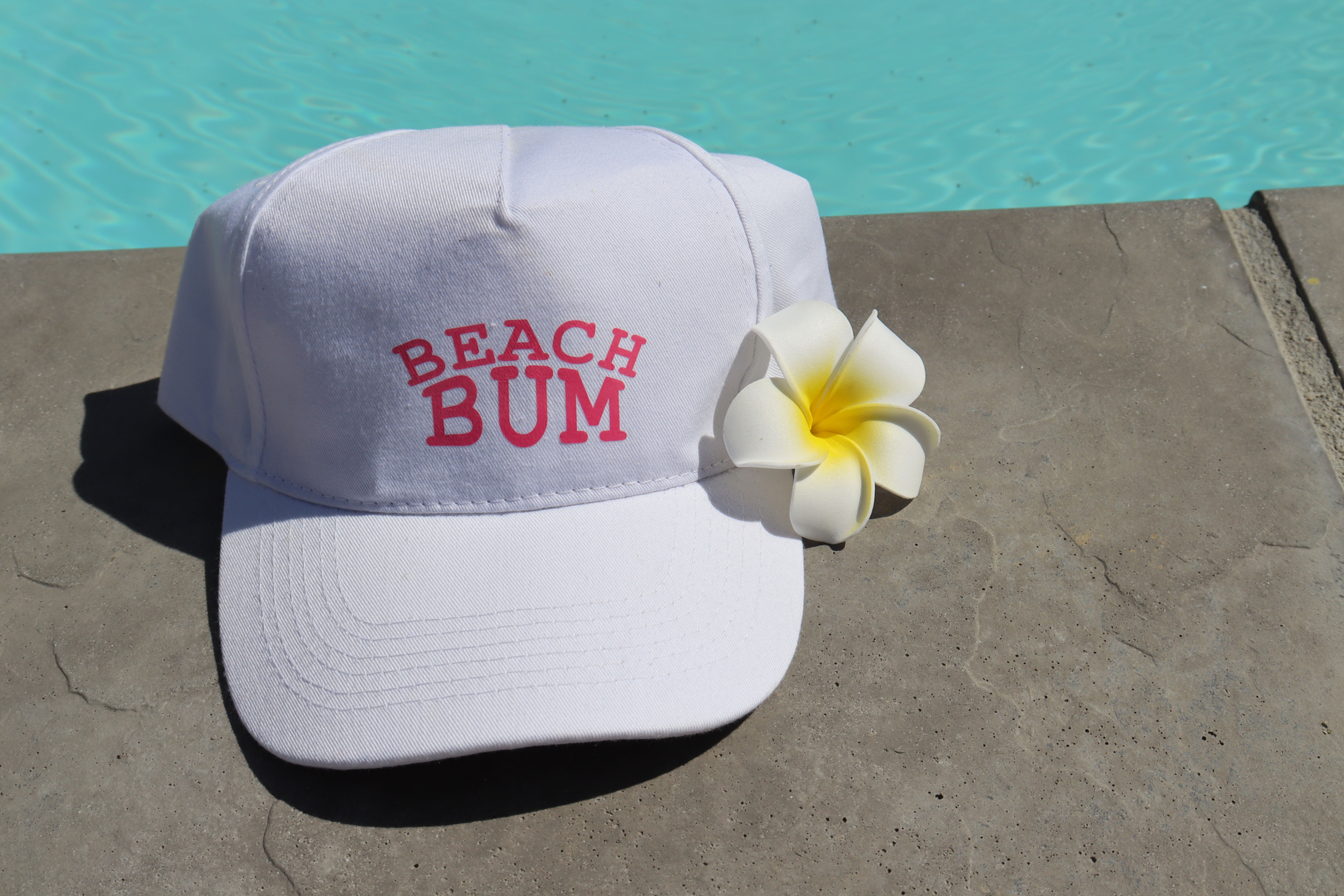 white beach bum cap