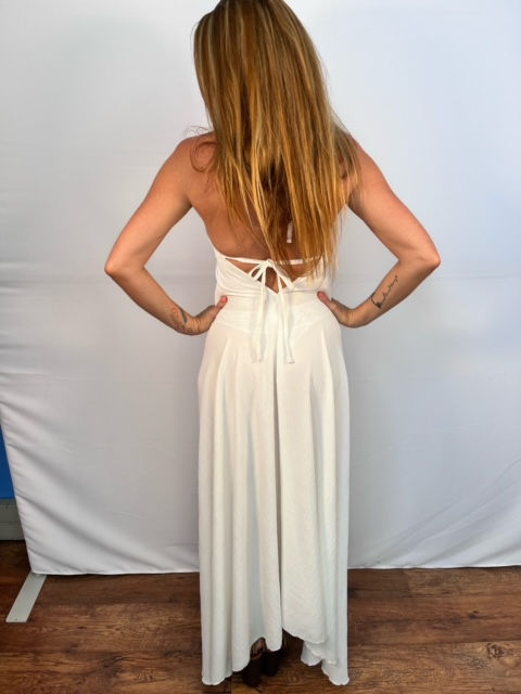 Thumbnail: White Boho chic halter maxi dress