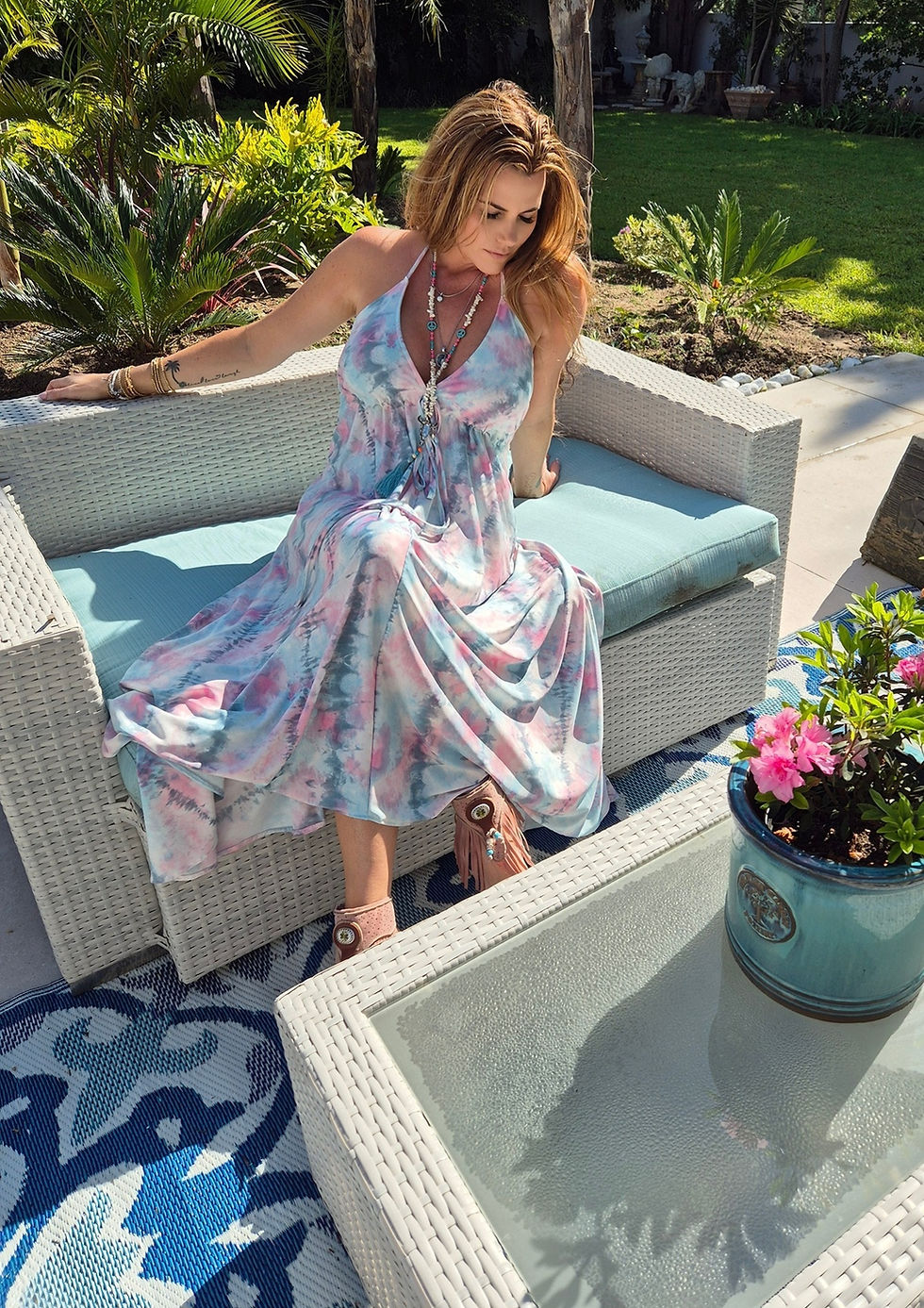 Thumbnail: tie dye Boho halter dress