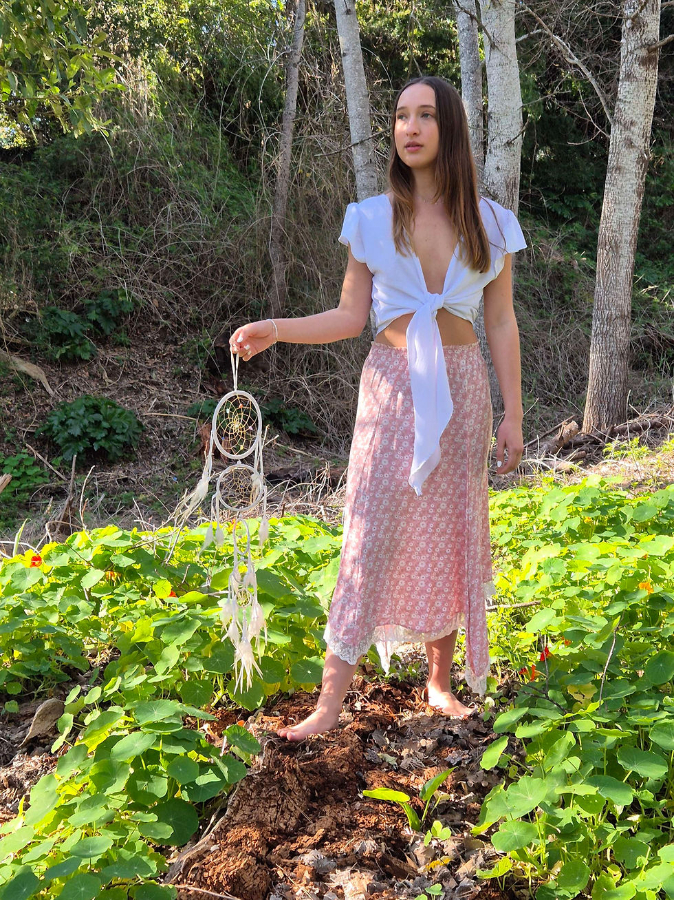 Thumbnail: Pink floral Boho skirt
