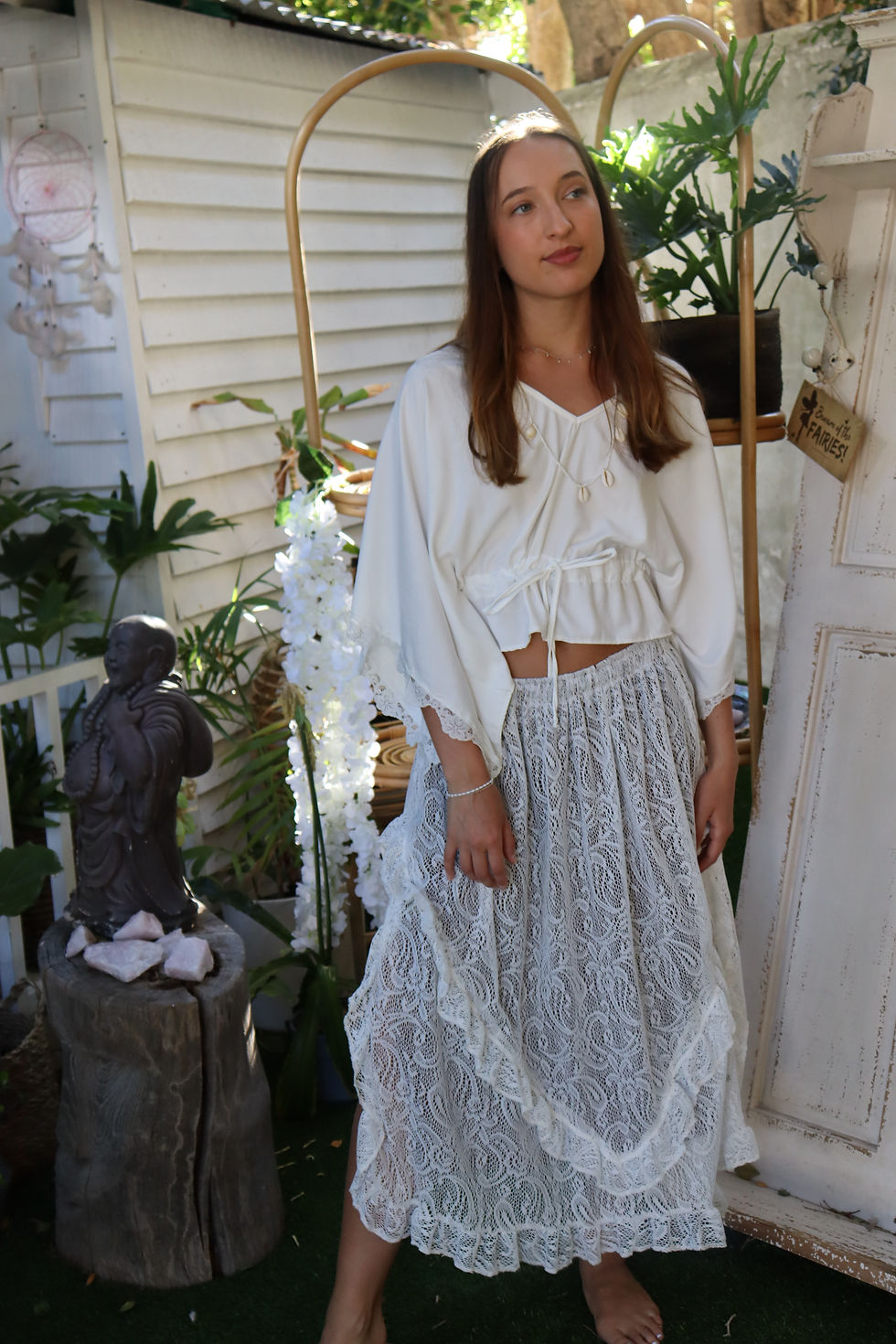 Thumbnail: white lace tiered gypsy skirt
