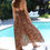 Thumbnail: Leopard print silky boho halter dress