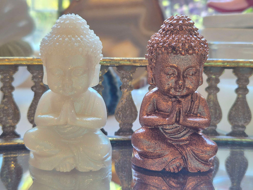 Thumbnail: Praying Buddha statue set bronze and and shimmer